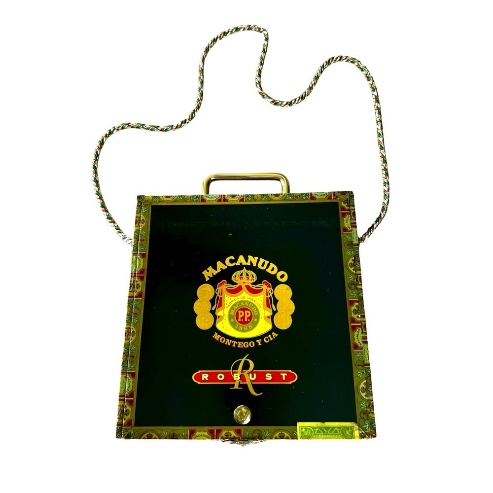 Macanudo cigar box purse with corded strap
